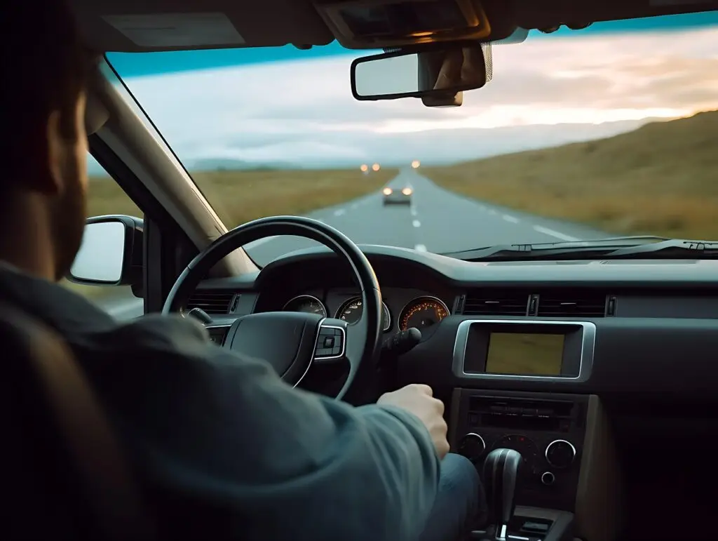 Man drivng on road